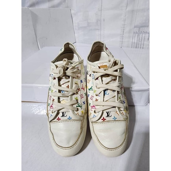 Authentic Louis Vuitton 2008 Multicolored Monogram Pattern Sneakers Size 38.5 - Picture 7 of 15